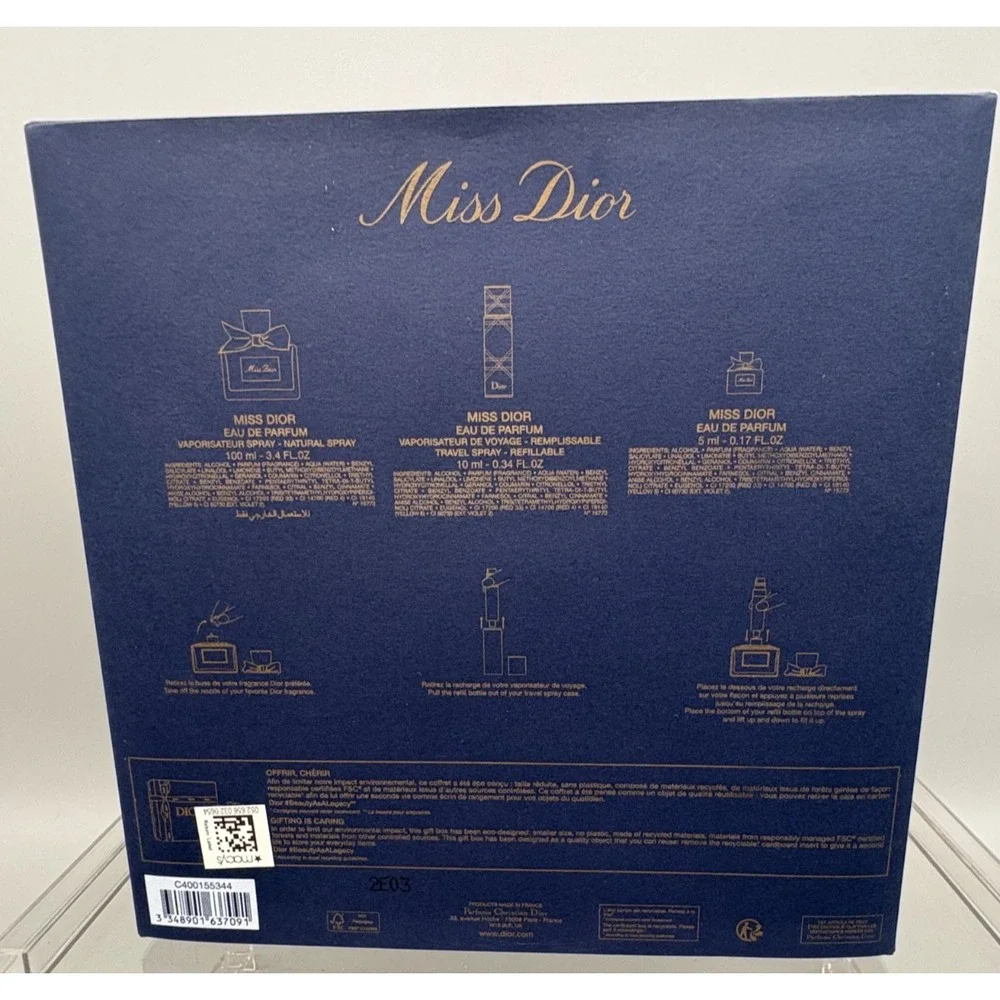 Empty Authentic Dior Gift Box Miss Dior Gold & Dark Blue